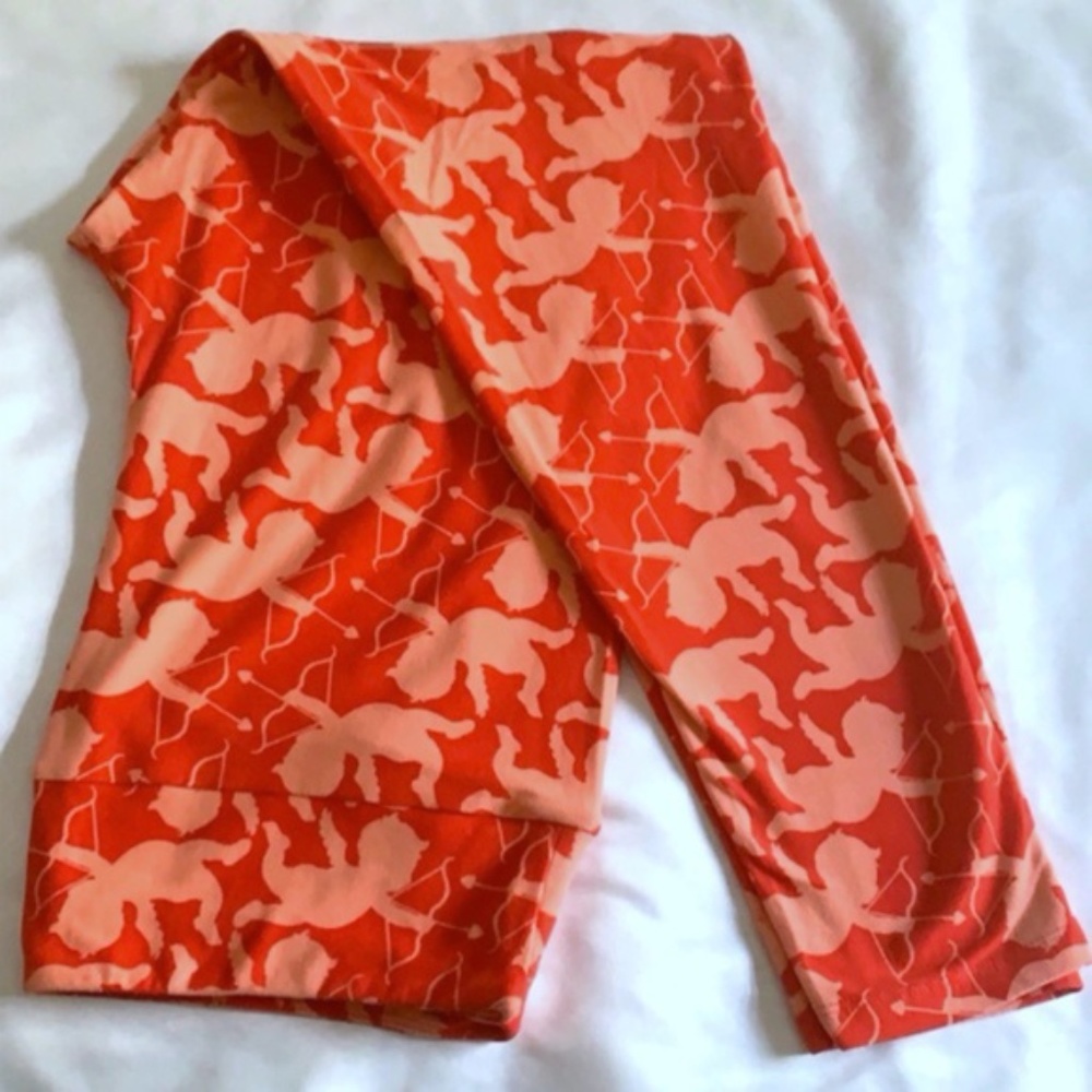 Lularoe Valentine leggings cupid red peachy pinkTC